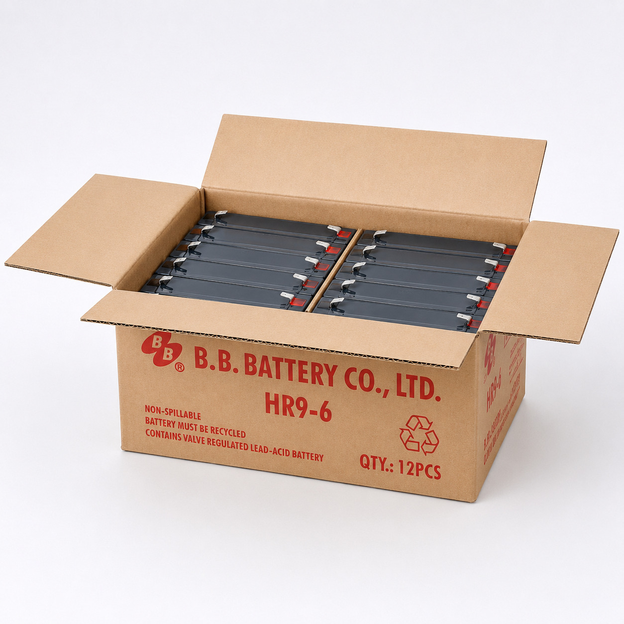 BB Battery HR9-6 відкрита транспортна коробка — 12 акумуляторів 6V 8Ah у заводській упаковці
