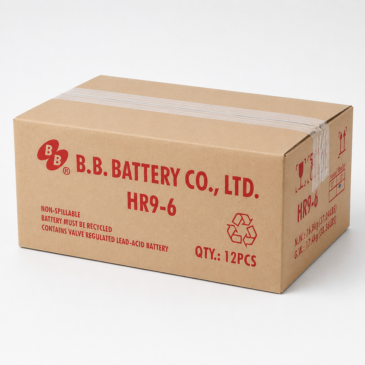 BB Battery HR9-6 закрита транспортна коробка з маркуванням QTY 12PCS, Non-Spillable VRLA